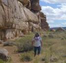 Mark checking out the pictographs at Chaco Canyon