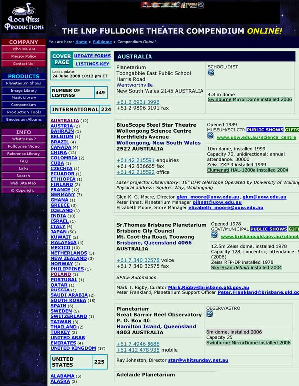 LNP Fulldome Theater Compendium page